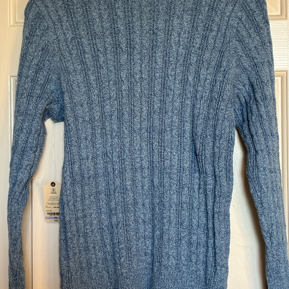Elegant Blue Cable Knit Sweater - Picture 4 of 7